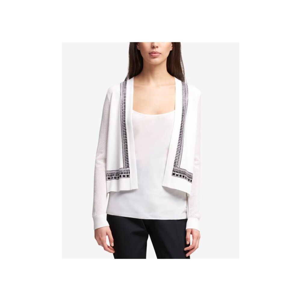 DKNY Studded Mesh Sleeve Cardigan